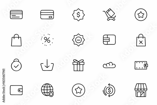 A clean, UI-optimized icon bundle focused on visualizing every step in the online purchase journey — ideal for designers building e-commerce apps, digital marketplaces, and shopping plugins