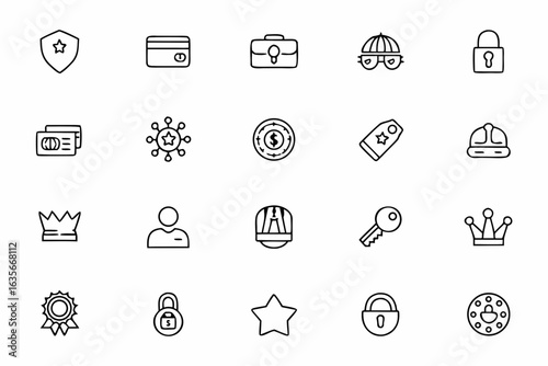 A modern and sleek icon collection representing VIP memberships, premium subscriptions, and exclusive access controls — suitable for digital platforms, subscription services, and membership portals
