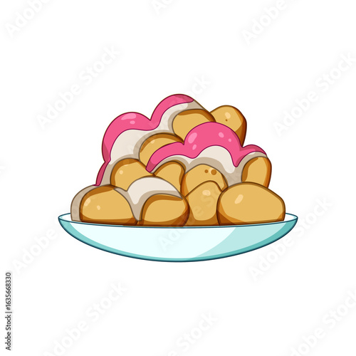 pastry greek loukoumades cartoon vector illustration