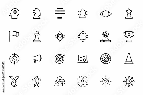 Tailored for leadership teams and business consultants, this icon pack covers strategic thinking, executive decision-making, and long-term goal setting. Great for use in pitch decks, vision mapping, a