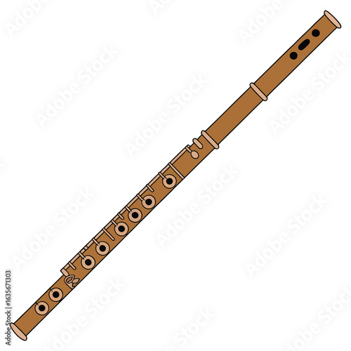 wooden flute isolated on white