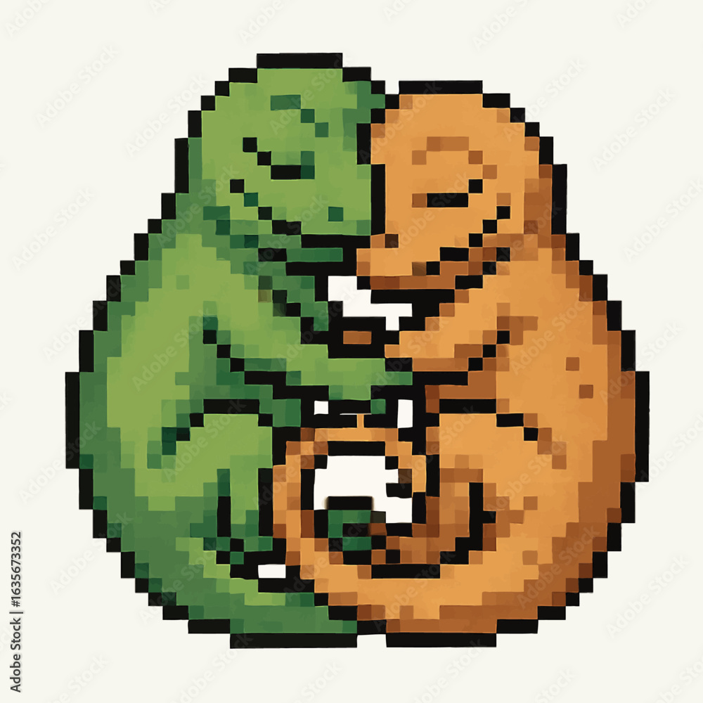 Obraz premium Adorable pixel art lizards embracing in a warm, loving hug, conveying friendship and connection