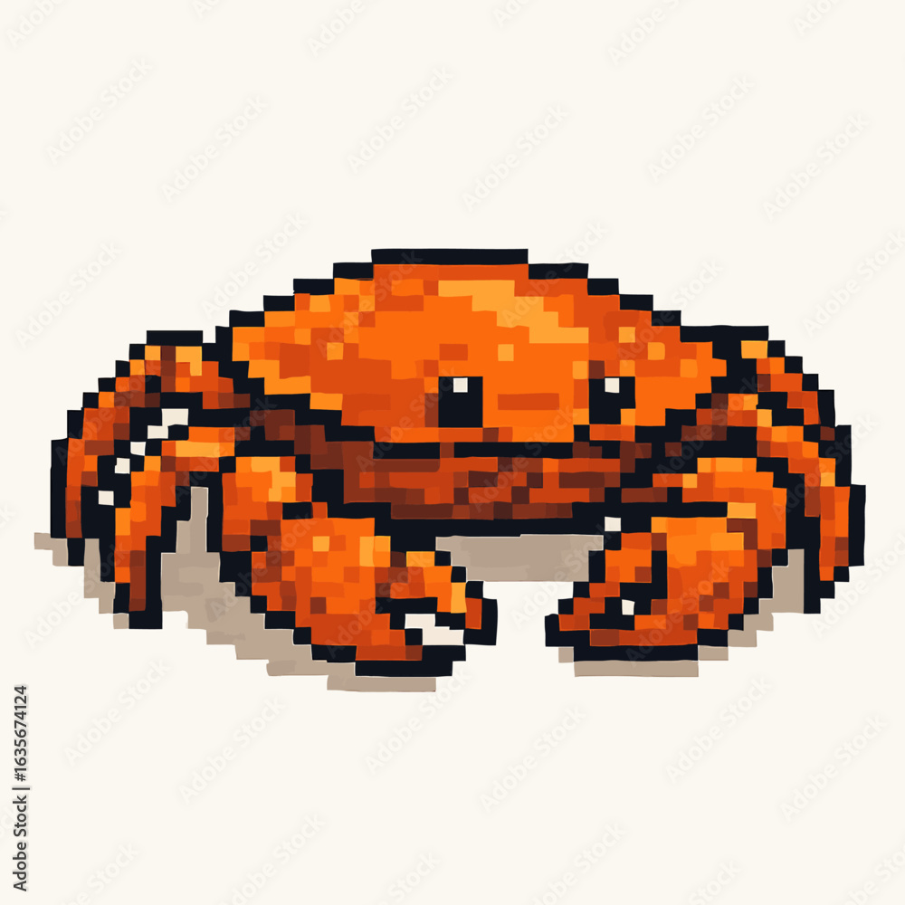 Fototapeta premium Charming pixel art crab bringing playful ocean vibes to your creative projects