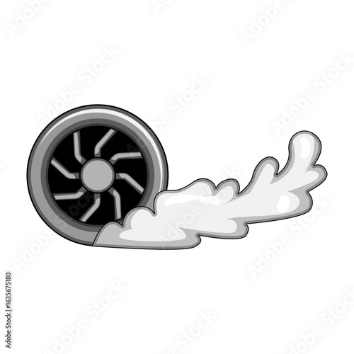 skid tire smoke cartoon vector illustration