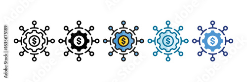 Business Model Icon Set Multiple Style Collection