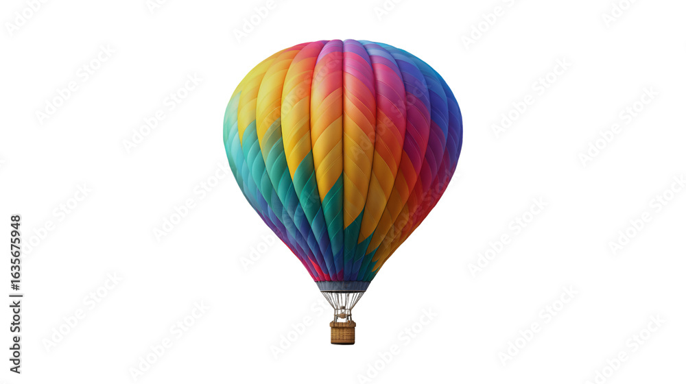 Fototapeta premium Colorful Hot Air Balloon Isolated on Black Background Adventure Travel Flight Freedom