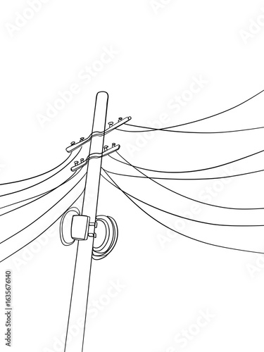 Power Line Hand Drawn Sketch, Background Overlay, Printable Art