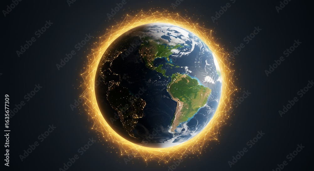 Fototapeta premium The Earth breathing freely again, surrounded by light and nature, symbolizing healing from carbon reduction