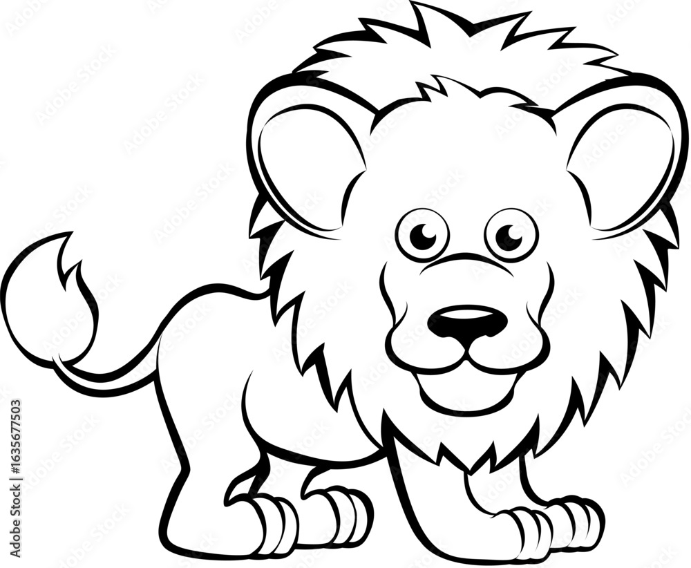 Obraz premium A lion cartoon character safari animal illustration