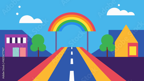 birthday street with rainbow crosswalks