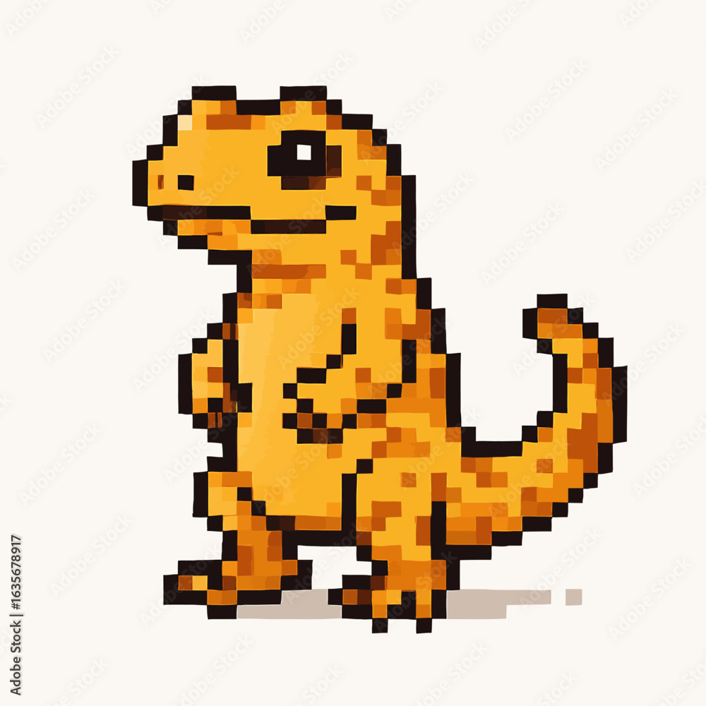 Charming pixel art dinosaur illustration perfect for children's books, games, and playful design Charming pixel art dinosaur illustration perfect for children's books, games, and playful design