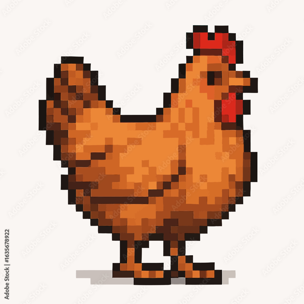 Fototapeta premium Pixelated chicken illustration perfect for game design, farm themes, and creative projects
