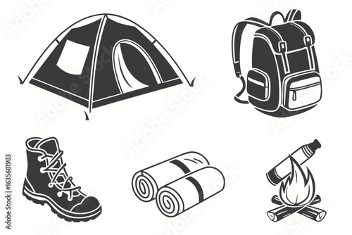 camping icons set