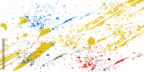 Yellow Grunge Sport Background with Paint Streaks, Modern gold paint splatter on white background – abstract artistic texture for luxury, fashion, or creative design projects