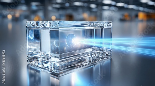 Efficient light emission from gallium nitride prism and blue-LED emitter block