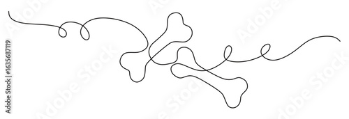 continuous line art of an isolated bone with a white background. world osteoporosis day.