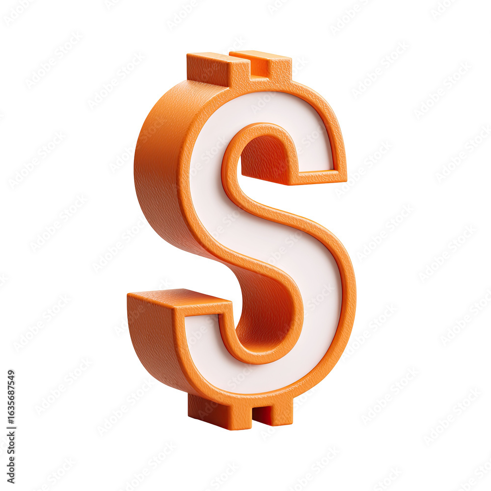 Fototapeta premium 3D rendered orange and white dollar sign