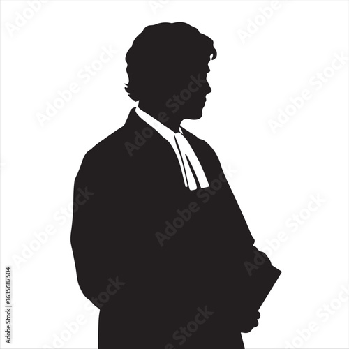 Silhouette of a Lawyer in Court - Vector Illustration