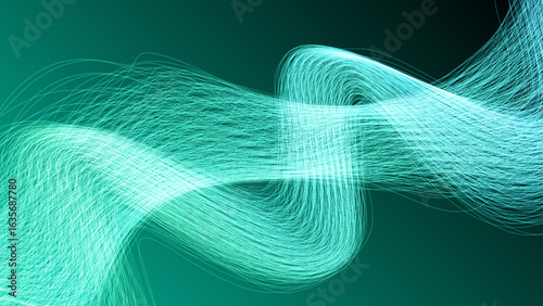 Abstract digital artwork with flowing bule light on light sky background. Luminous fiber optics or energetic waves, with glowing and smooth curvature. Energy, and depth technology aesthetics.