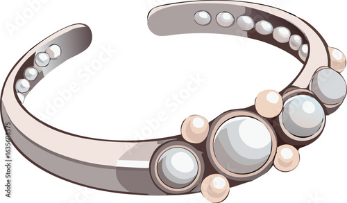 An elegant vintage silver and pearl cuff bracelet, perfect for a classic, timeless, and sophisticated look with a touch of charm.
