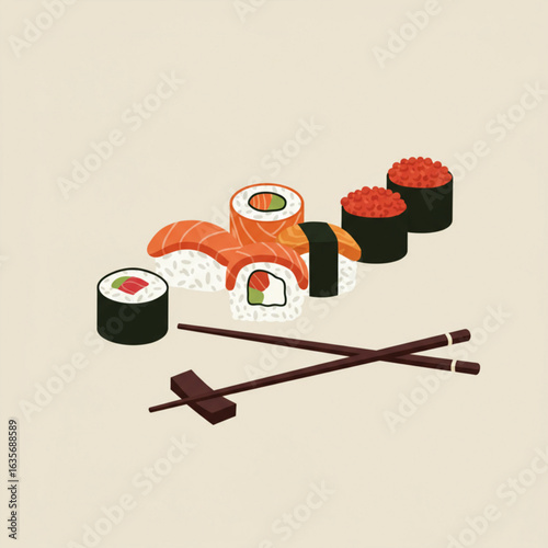 sushi set with chopsticks