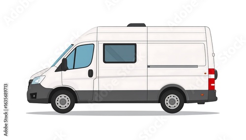 Wallpaper Mural Side view of a white camper van.  Simple design Torontodigital.ca