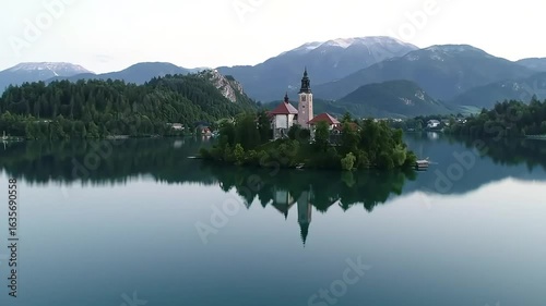 Wallpaper Mural Turquoise Water Reflection of Forested Mountains at Lake Bled Torontodigital.ca
