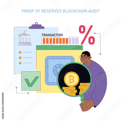 Proof of Reserves Blockchain Audit Vector Illustration