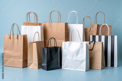 Assorted paper shopping bags with handles paper bags retail