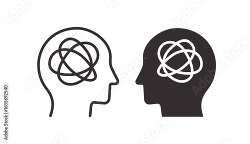 Confusion icons. Symbol of cognitive overload and mental disarray, Vector illustration.