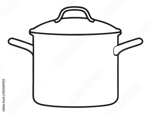 medium saucepan with a handle and lid in silhouette