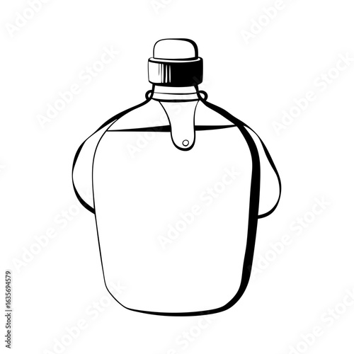 Vintage brown canteen with strap for holding liquid on a great journey