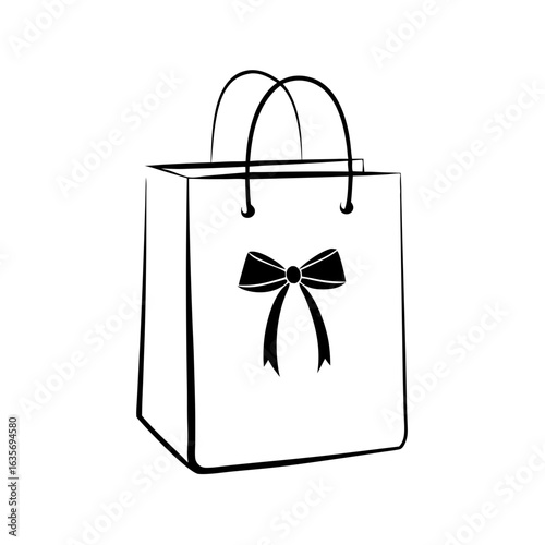 gift bag with a bow in black outline for a special occasion