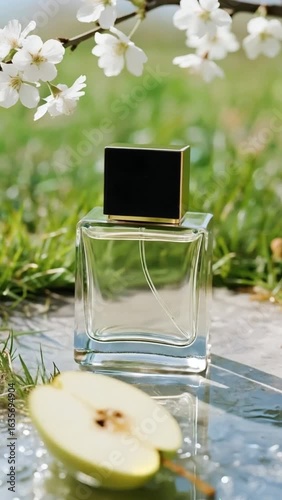 Square Transparent Perfume Bottle with Black Cap