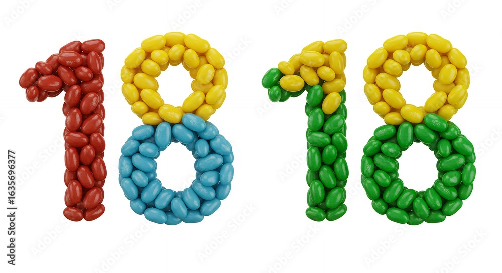 Obraz premium Colorful jelly bean numbers 1818