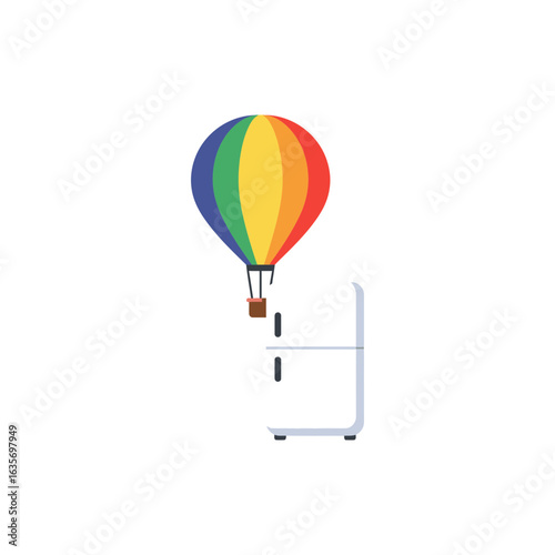  Colorful balloon tied to icebox summer celebration icon with no white color