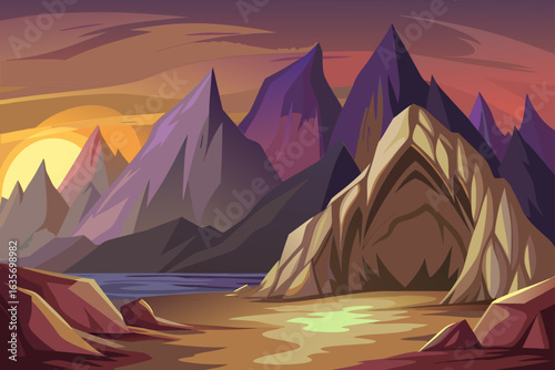 Mountain Cave Background With Soft Gradients