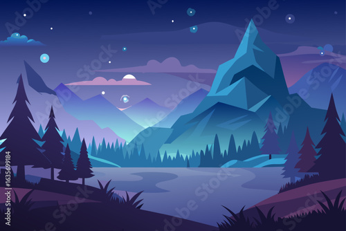 Night Cave Background With Minimal Color Palette