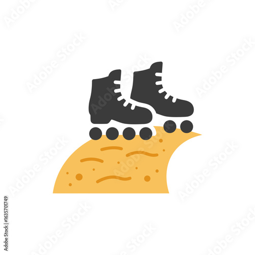 Colorful Skates on Coastal Beach Path Icon No White Background