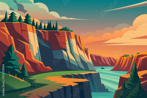 Vintage Landscape Cliffside Background With Smooth