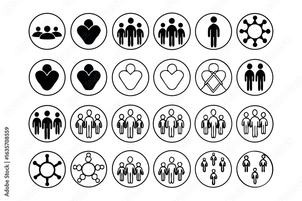 Collection of 36 diverse black and white graphic elements