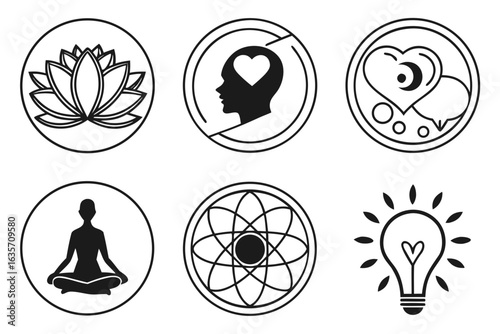 Wellness and mind icons isolated on white background