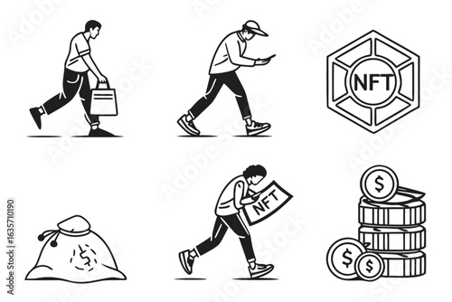 Nft and crypto concept icons