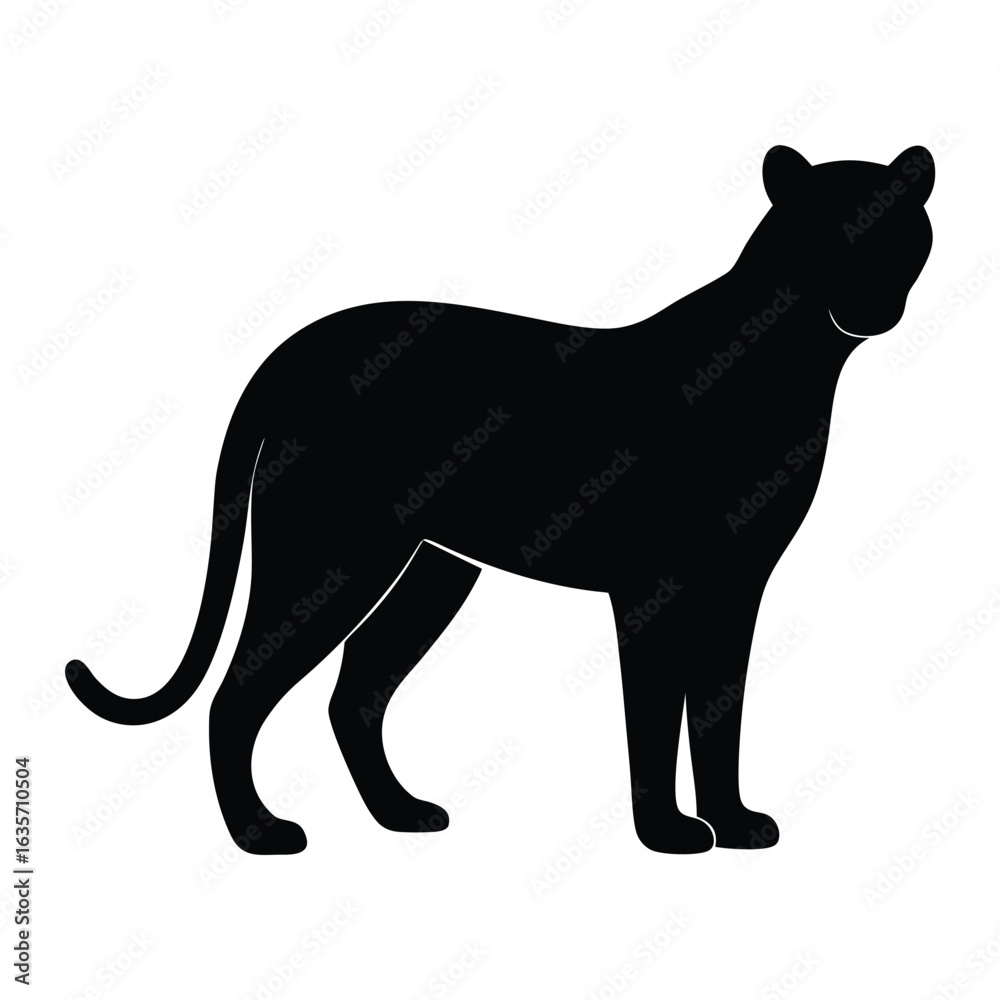 Fototapeta premium Flat vector illustration of a cheetah silhouette vector illustration