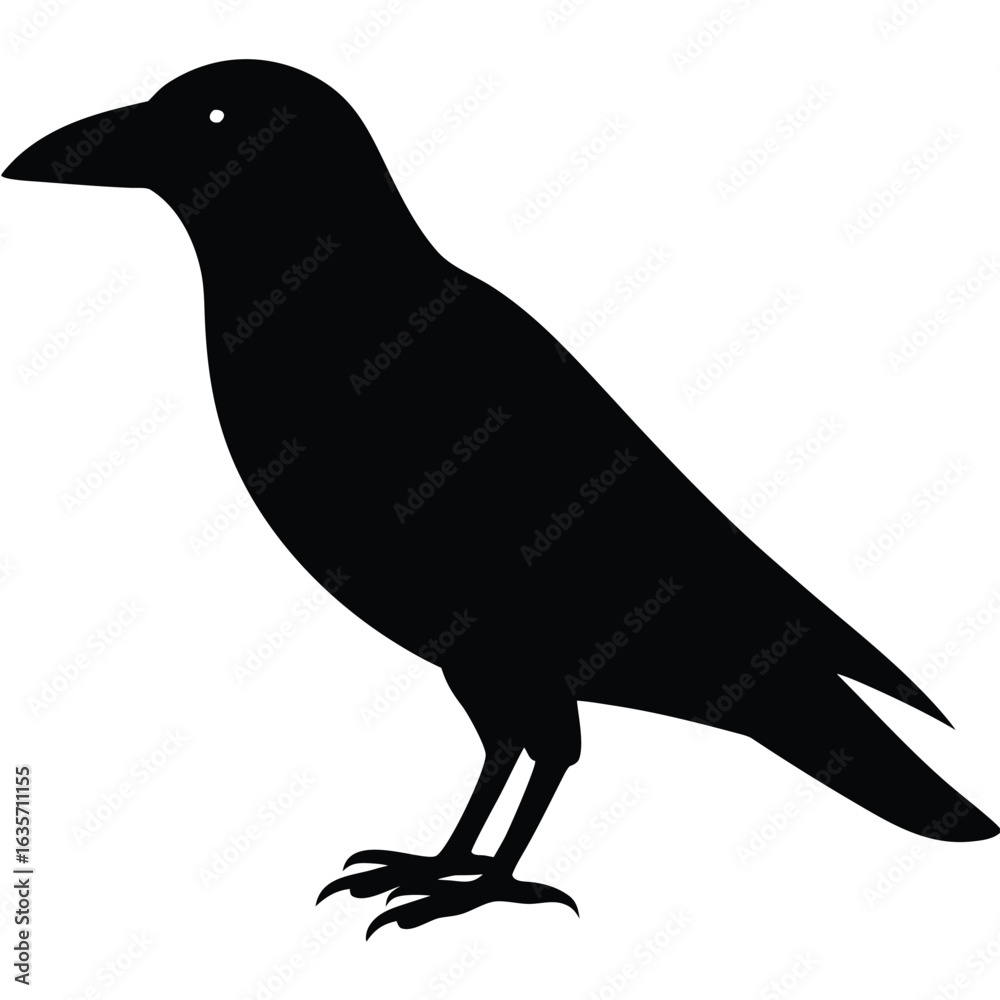 Fototapeta premium Flat vector illustration of a crow silhouette vector illustration