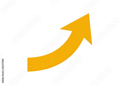 A bright orange arrow curves upward