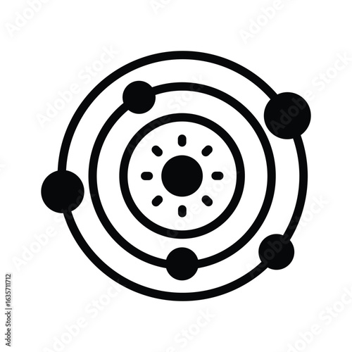 A modern glyph icon of solar system planets