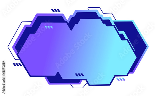 Abstract HUD sci-fi display futuristic, Purple Blue Gradient Game Panel, Vector and PNG transparent background