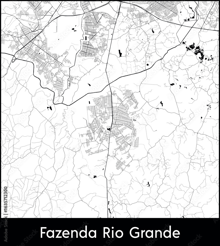 Obraz premium Fazenda Rio Grande city map, Brazil - Topographic vector map poster