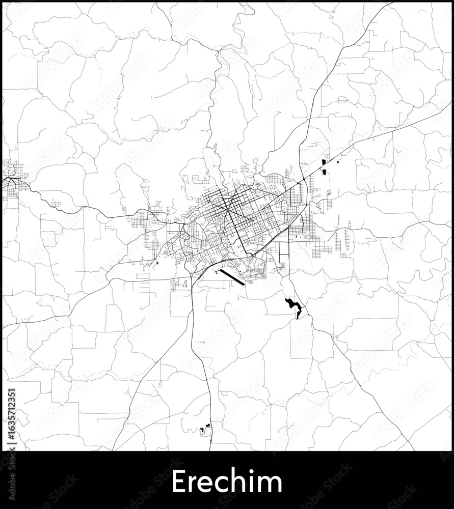 Obraz premium Erechim city map, Brazil - Topographic vector map poster